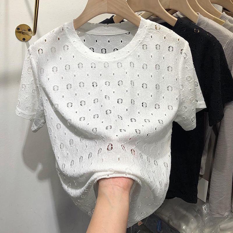 Goods Hollow Out Chiffon Shirt Women's - WOMONA.COM