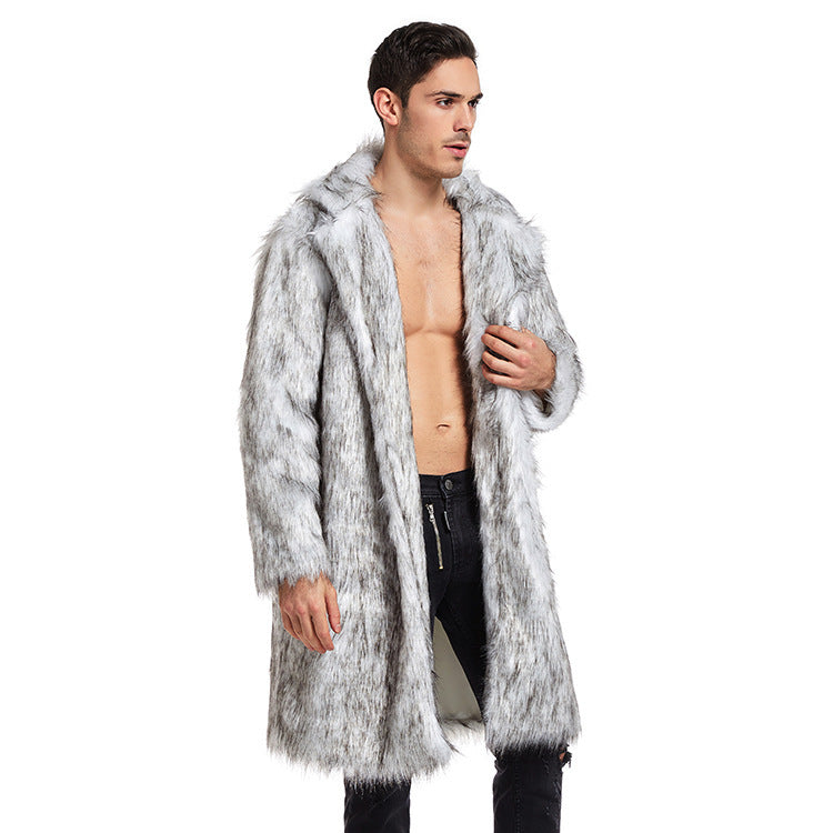 European And American Men's Artificial Fur Long Coat - WOMONA.COM