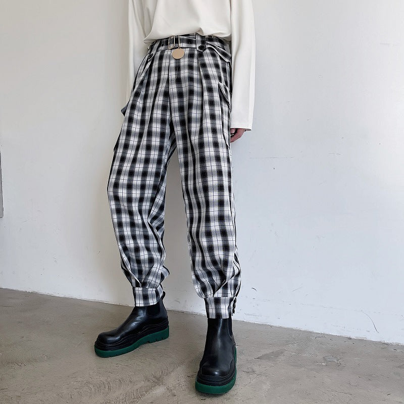 Large Pockets Plaid Casual Pants Men - WOMONA.COM