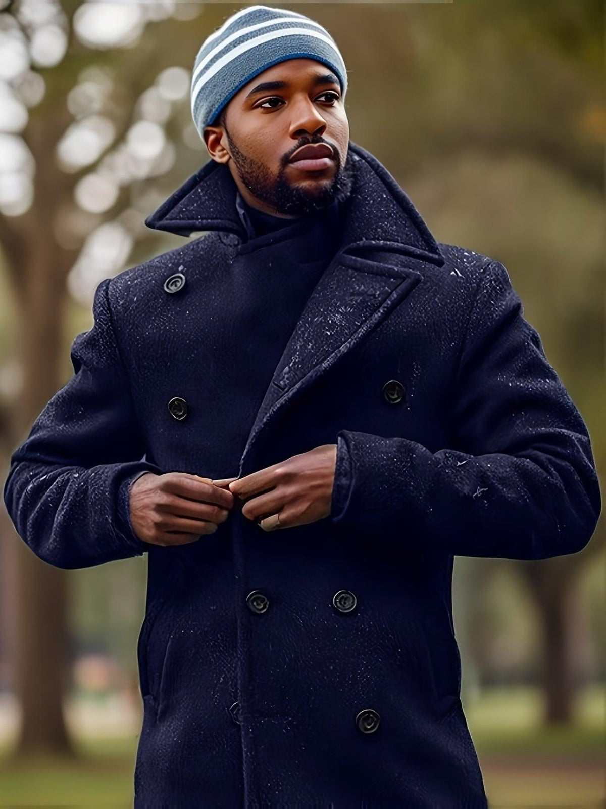 Men's Mid-length Long Sleeve Woolen Coat - WOMONA.COM