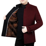 Middle-aged Men's Woolen Coat Velvet Stand - WOMONA.COM