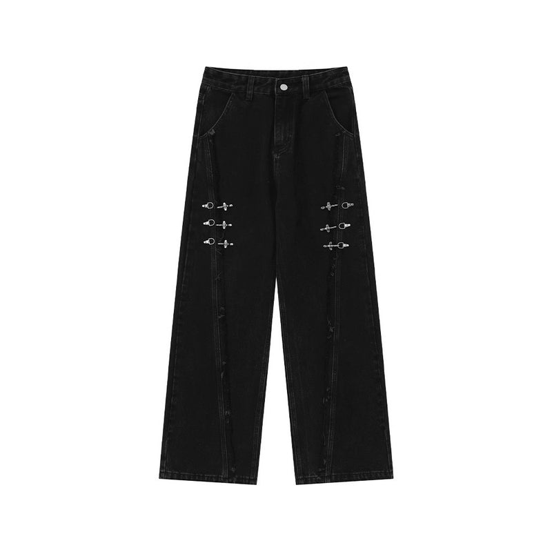 RetroBuckle Raw Hem Jeans Men - WOMONA.COM