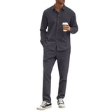 Casual Sports Lapel Long Sleeve Button Cardigan Trousers