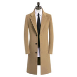 Men's Medium Long Woolen Coat - WOMONA.COM