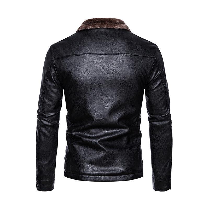 Slim Fit Lapel Business Casual Leather Jacket For Men