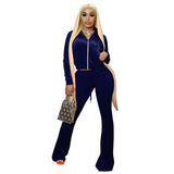 Fashion Ladies Solid Color Cropped Flared Pants Suit - WOMONA.COM