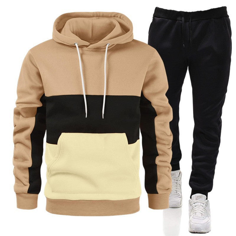 Men's 3 Color Block Hoodie Sportswear Suit - WOMONA.COM