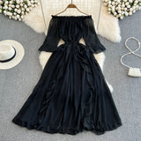 Women's Temperament Leisure Ruffled Chiffon Dress - WOMONA.COM