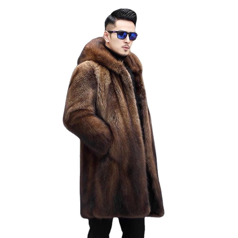 Men's Long Warm Mink Fur Coat - WOMONA.COM