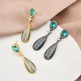 S925 Silver Needle Drop Zircon Earrings Long Earrings - WOMONA.COM