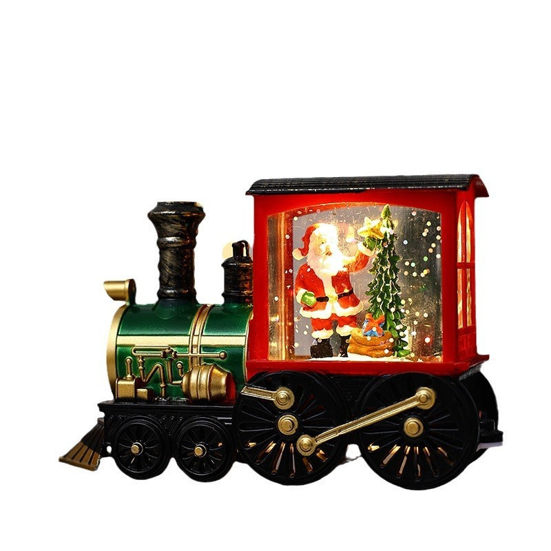 Lámpara de noche pequeña con decoración de tren para regalo de Navidad