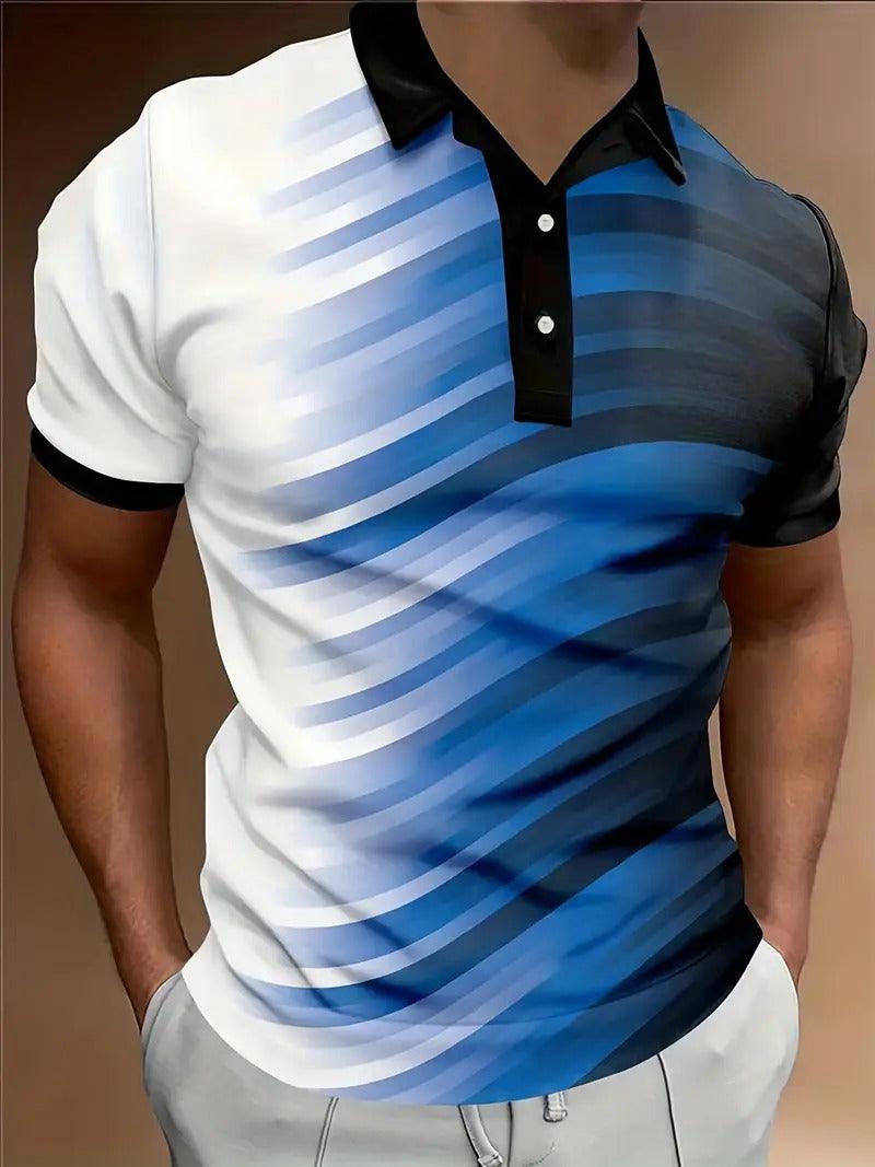 Camisa polo de manga corta con solapa y botones para hombre