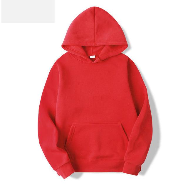 Men's Long Sleeve Pullover Hoodie in Red - WOMONA