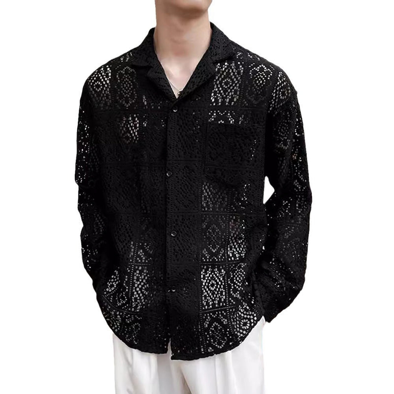 High-grade Cuban Collar Hairdresser Shirt