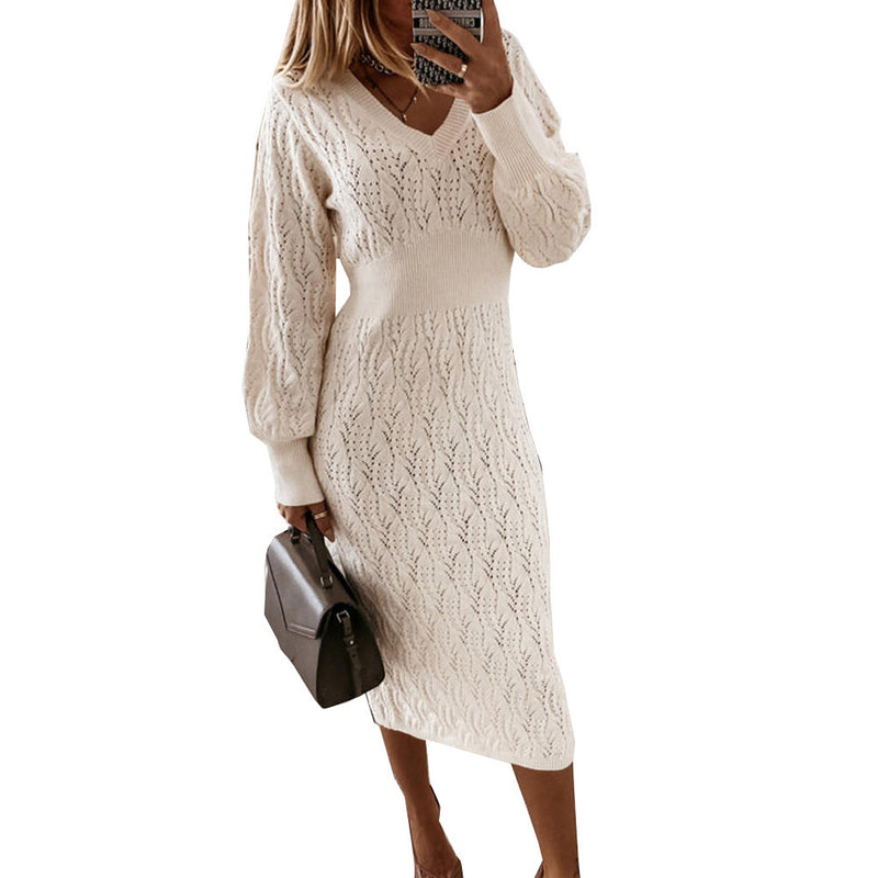 Warm Long Sleeves Knitwear Women's Sheath Dress - WOMONA.COM