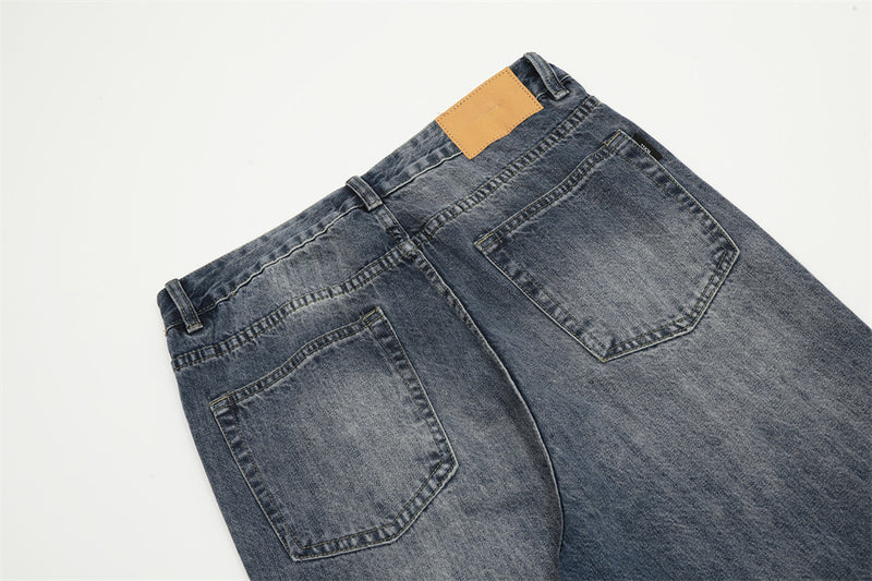 Fashion Retro Washed Worn Jeans Men - WOMONA.COM