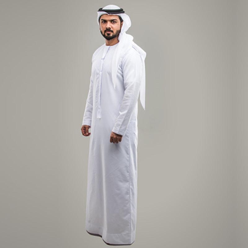 Middle East Oman Robe Men's Polyester Round Neck Gown - WOMONA.COM
