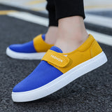 Canvas Flat Shoes Men Velcro Casual Sneakers - WOMONA.COM