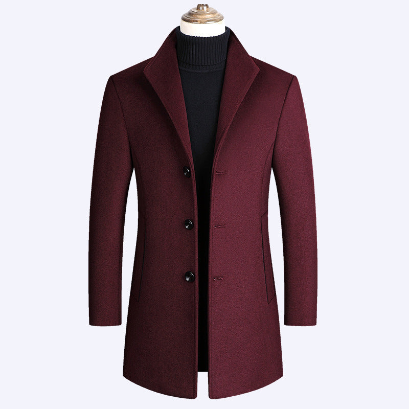 Casual Mid-length Woolen Coat - WOMONA.COM