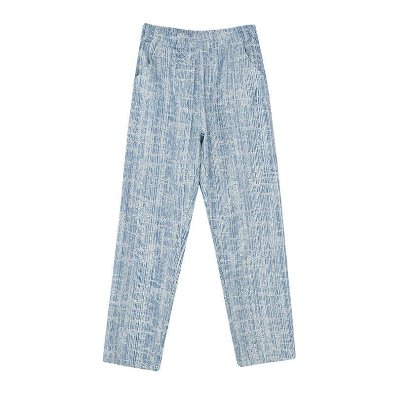Ins Texture Sense Jacquard Old Loose Jeans Men - WOMONA.COM