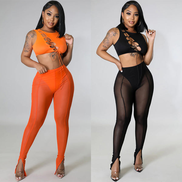 Skinny Mesh See-through Leggings For Women - WOMONA.COM