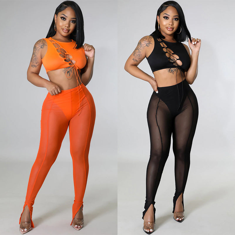 Skinny Mesh See-through Leggings For Women - WOMONA.COM