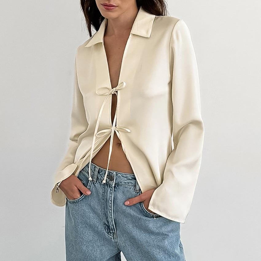 Loose Apricot Cardigan Top Women's Clothing - WOMONA.COM