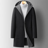 Fall Winter Hooded Double-sided Wear Wool Overcoat Men's