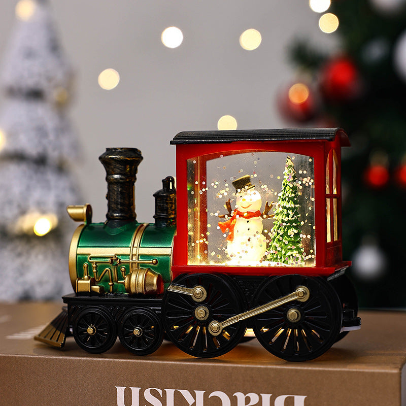 Lámpara de noche pequeña con decoración de tren para regalo de Navidad