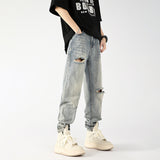 Thin Half Elastic Waist Straight Long Pants - WOMONA.COM