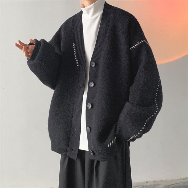 Design Cardigan Sweater Coat For Men Loose Retro - WOMONA.COM