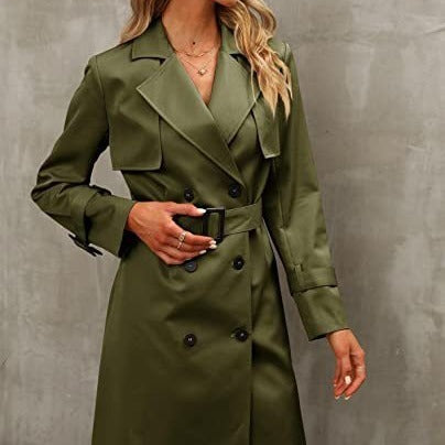 Women's Double Breasted Fashion Casual Trench Coat - WOMONA.COM