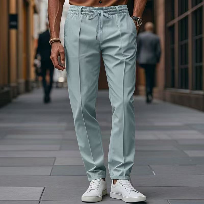 Men's straight-leg sweatpants, fog blue with drawstring waist and tapered legs