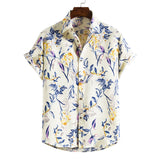 Men's Short-sleeved Casual Holiday Floral Shirt - WOMONA.COM