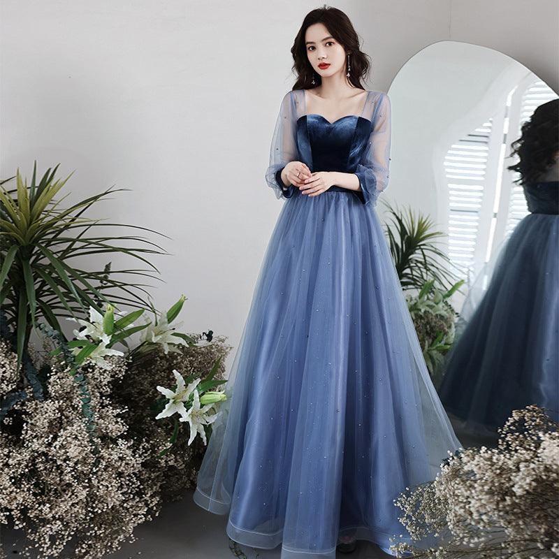 Velvet Long Birthday Party Dress For Women - WOMONA.COM