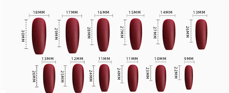 Z-05 Red Gray Ice Crystal Long T False Nails - WOMONA.COM