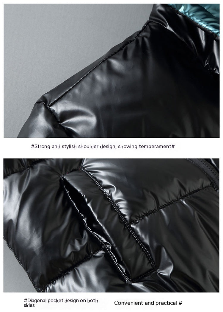 Leather Cotton-padded Jacket - WOMONA.COM