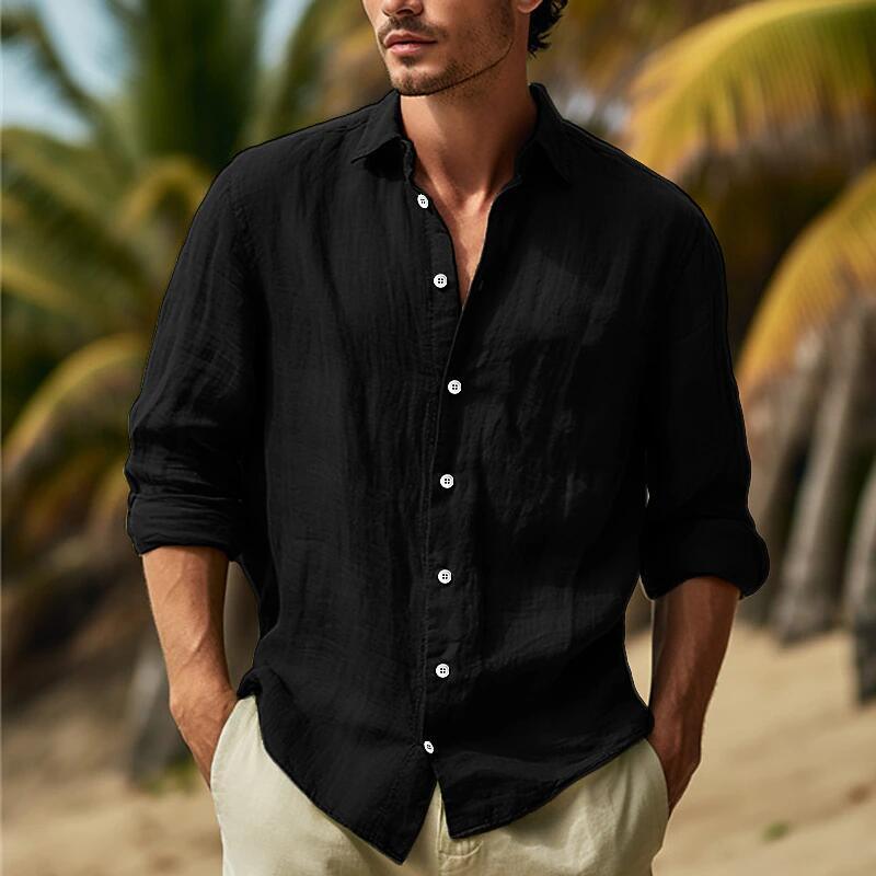 Men's Casual Solid Color Plus Size Shirt - WOMONA.COM