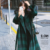 French Green Plaid Woolen Coat