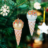 Colgante de cristal decorativo con forma de árbol de Navidad con helado simulado