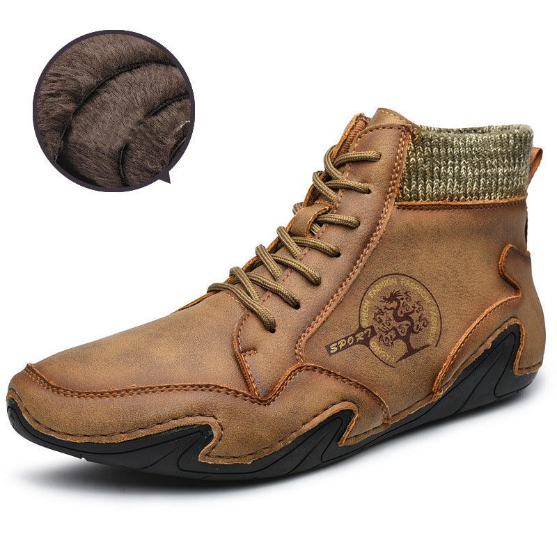 Men Ankle Boots High Top High Quality Flats Shoes - WOMONA.COM