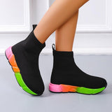 Iridescent Shoes Platform Black Ankle Boots For Women - WOMONA.COM