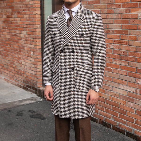 Double Breasted Thick Houndstooth Coat Vintage - WOMONA.COM