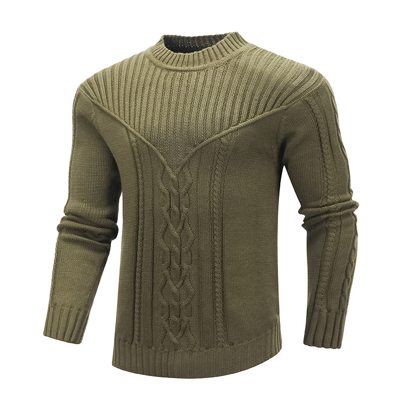 Fashion Men Solid Color Warm Jacquard Men Sweater - WOMONA.COM