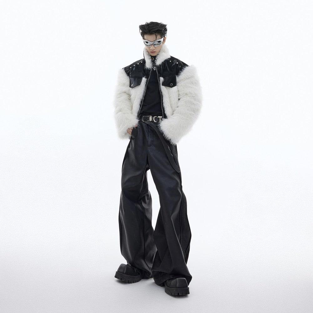 Spliced Faux Mink Fur Coat