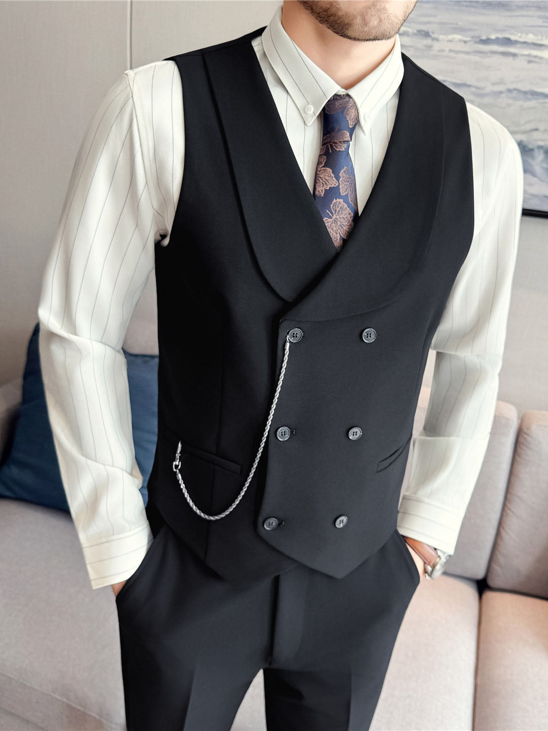 Men's Double-Breasted Shawl-Collar Vest – product image 3
