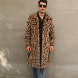 Men's Square Collar Imitation Fur Long Coat Overcoat - WOMONA.COM