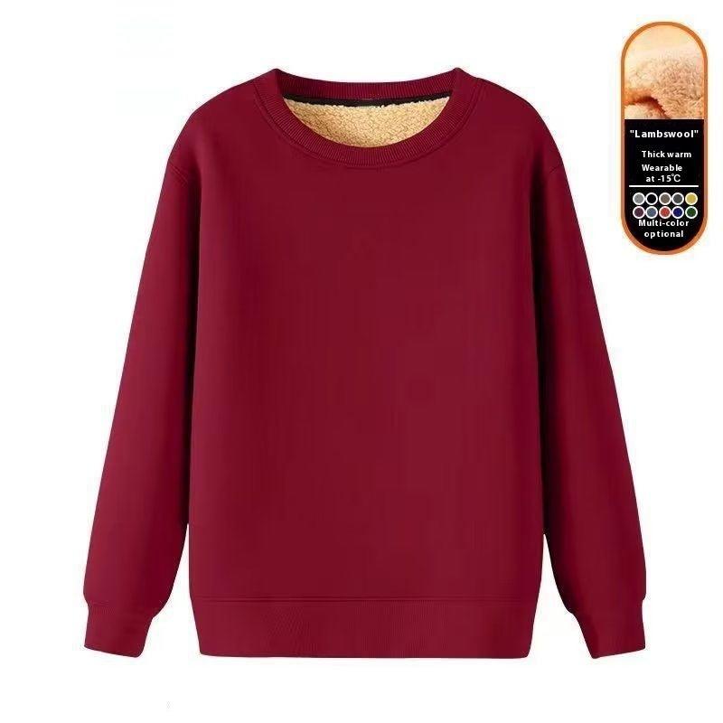 Men's Warm Lambskin Round Neck Hoodie - WOMONA.COM