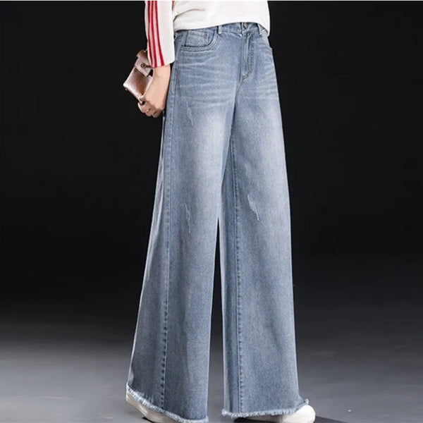 Raw Hem Wide Legs Jeans For Women - WOMONA.COM