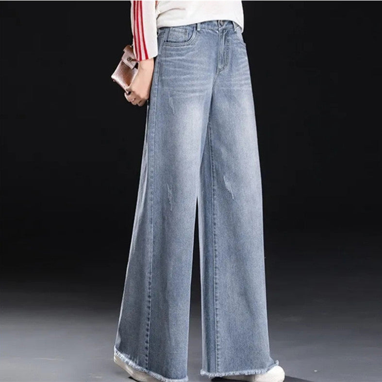 Raw Hem Wide Legs Jeans For Women - WOMONA.COM